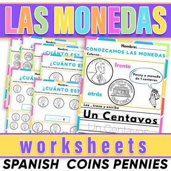 Preview of Las Monedas | Counting Pennies Coins Money in Spanish Color