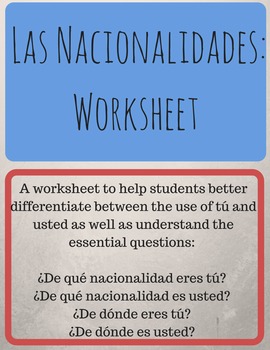 Nacionalidades Worksheets Teaching Resources Tpt