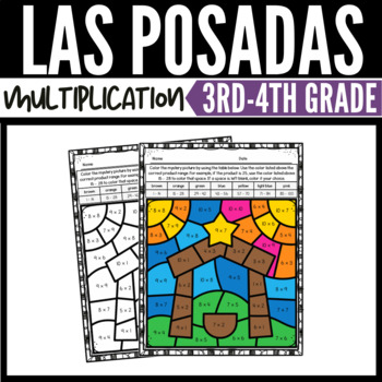 Preview of Las Posadas Math Multiplication Color by Number