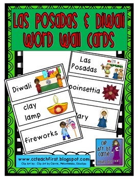 Preview of Las Posadas and Diwali Word Wall Cards