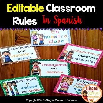 Preview of Las Reglas del Salón-Editable Classroom Rules in Spanish