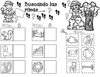 las rimas spanish rhymes cut and paste worksheets by bilingual teacher