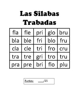 Las Silabas Trabadas - Quiz - Test by The Bilingual Hut | TPT