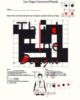 Las Vegas Crossword Puzzle by Third Line Clip Arts TPT