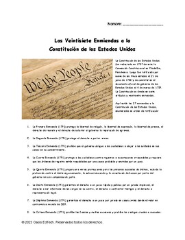 Preview of Las Veintisiete Enmiendas a la Constitución de los Estados Unidos
