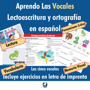 Preview of Las Vocales Lectoescritura y ortografía  en español - Learn Spanish Vowels