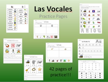 Preview of Las Vocales - Spanish Vowels Practice Sheets