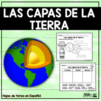 Preview of Las capas de la Tierra | Layers of Earth Spanish Worksheets
