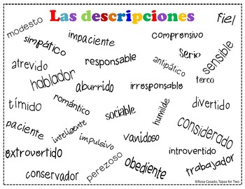 Las Descripciones De Personalidad Game By Educando Entre Mundos Tpt