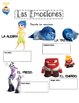 Las emociones. Adjectives of emotion by MI TIENDITA | TPT