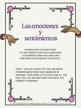 Preview of Las emociones  y  sentimientos (emotions and  feelings)