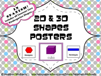 Preview of Carteles de las formas / Spanish Shapes Posters and Flashcards for Kindergarten