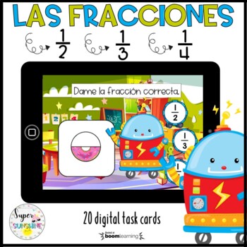 Preview of Las fracciones en primer grado Boom Cards Spanish Distance learning