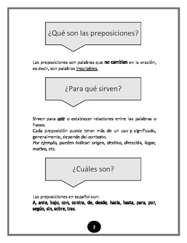Las preposiciones (prepositions) spanish worksheet by Fragile Cloud