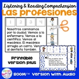 Las profesiones Listening Comprehension Print & Boom Cards