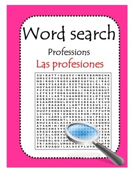 Preview of Las profesiones wordsearch