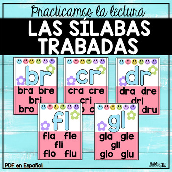 Preview of Las sílabas trabadas | Groovy Spanish Blend Syllables Posters