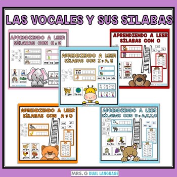 Preview of Las vocales y sus silabas Aprendiendo a leer - BUNDLE Spanish vowels activities