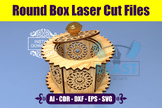 Laser Cut Files SVG Round Wooden Gift Box Glowforge DXF File