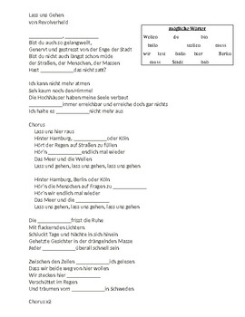 Preview of Lass uns gehen Song worksheet