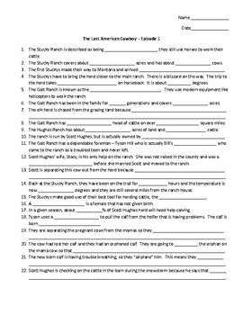 Preview of Last American Cowboy Season 1, Episode 1 Worksheet