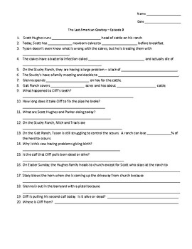 Preview of Last American Cowboy Season 1, Episode 3 Worksheet