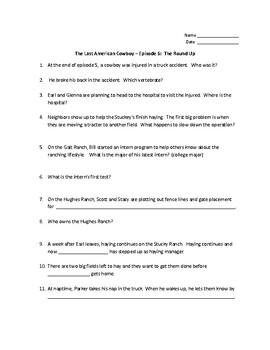 Preview of Last American Cowboy Season 1, Episode 6 Worksheet