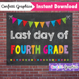 Last Day of Fourth Grade 4th Chalkboard Sign Last Day of S