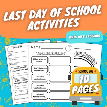 Preview of Last Day of School Activity Pages - School's Out - End of Year - Summer - June