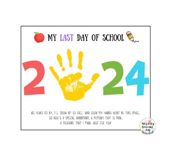 Preview of Last Day of School Handprint Art Craft Printable Template / 2024