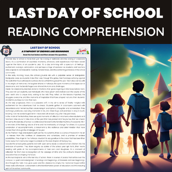 Preview of Last Day of School Reading Comprehension Passage and Questions