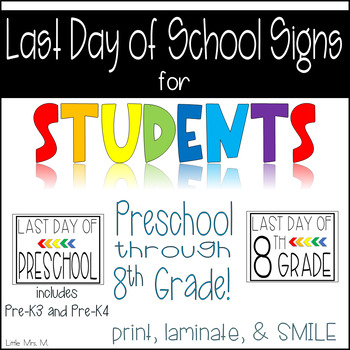 Preview of Last Day of School Signs Freebie: Fun Photo Ops for Students!