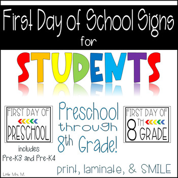 Preview of First Day of School Signs Freebie: Fun Photo Ops for Students!