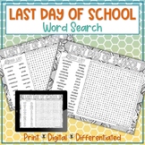 Last Day of School Word Search Puzzle Activity - End of Ye