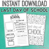 FREE Last Day of School Worksheet | End of the Year