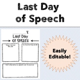 Last Day of Speech - Teletherapy - Editable