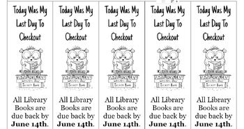 Preview of Last Day to Check out Books- Library Bookmarks.