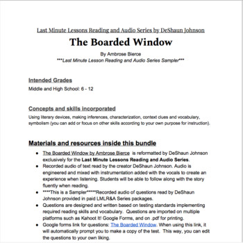 the boarded window by ambrose bierce summary