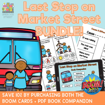 Preview of Last Stop on Market Street Book Companion + Boom Cards Bundle for Speech Therapy
