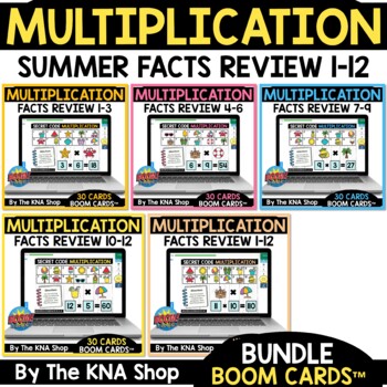 Preview of Last Week of School Activities Multiplication Facts 1 to 12 Boom Cards Summer