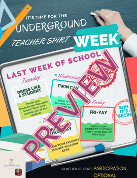 Preview of Last Week of School: Underground Teacher Spirit Week