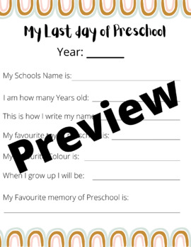 Preview of Last day of Preschool Questionnaire