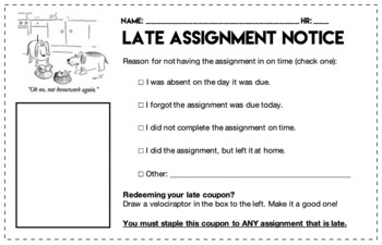 late assignment sheet