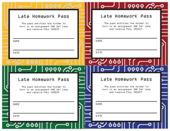 Preview of Late Homework Pass