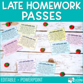 Late Missing Homework Passes Editable | Student Classroom 