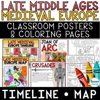 Preview of Late Middle Ages Medieval Europe Posters Timelines Maps Coloring Pages