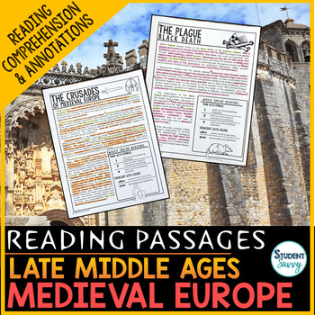 Preview of Late Middle Ages Medieval Europe Reading Passages - Questions - Annotations