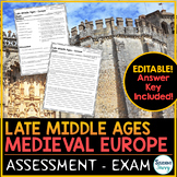 Late Middle Ages Medieval Europe Test - Exam Quiz Review W