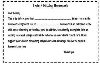 missing homework email to parents