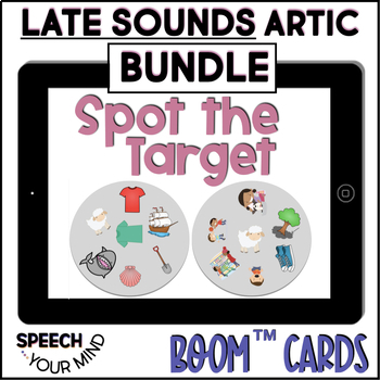Preview of Late Sounds Articulation Boom Cards™ Spot the Target Bundle